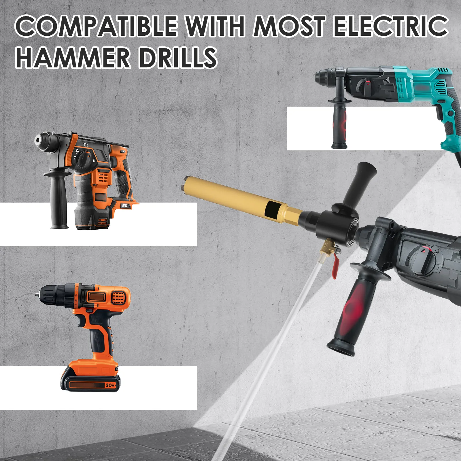 Carbon Steel Electric Hammer Adapter Drill Bit with Water Injection Converter