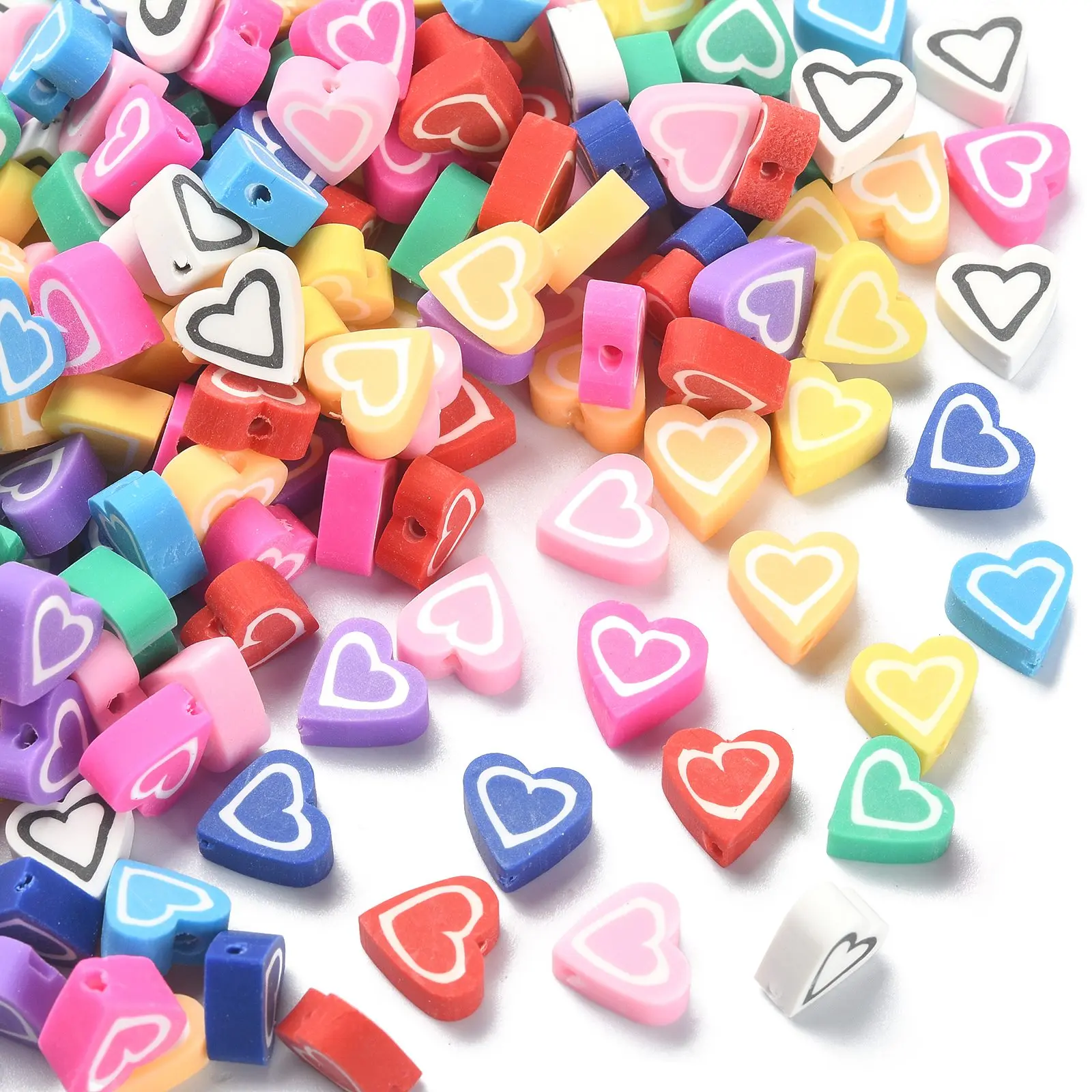 

Pandahall 200Pcs Random Color 10mm Handmade Polymer Clay Heart Beads Sweet Love Heart Spacer Beads for DIY Jewelry Making