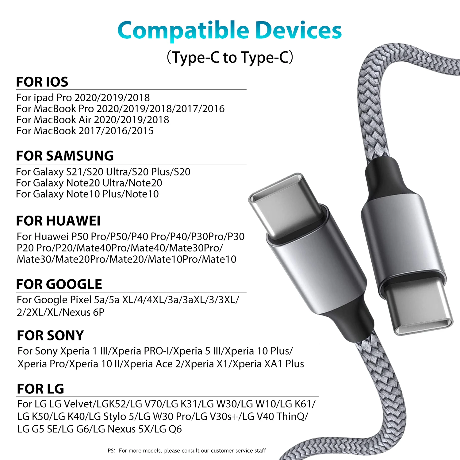 High-Speed Nylon Braided USB-C Fast Charging Cable, 60W PD, Available in Multiple Lengths