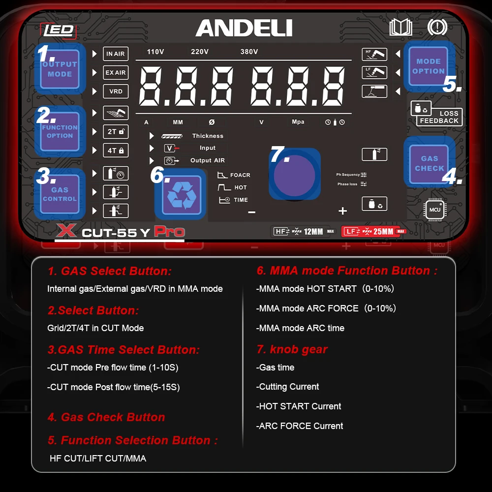 ANDELI Plasma Cutting Machine Pilot Arc Non-contact Cutting Built in Air Pump Plasma Cutter Low Frequency Metal Cutting 6