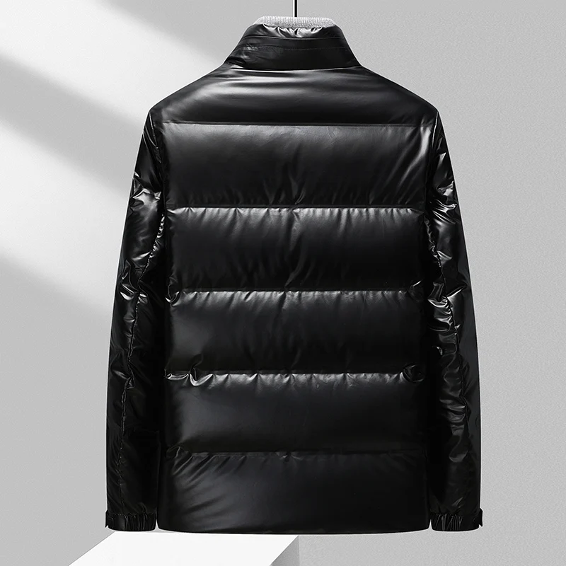 New 2023 Autumn Winter Men's Bright White Duck Down Jackets Outwear Solid Waterproof Warm Short Puffer Coats Down Bread Clothing