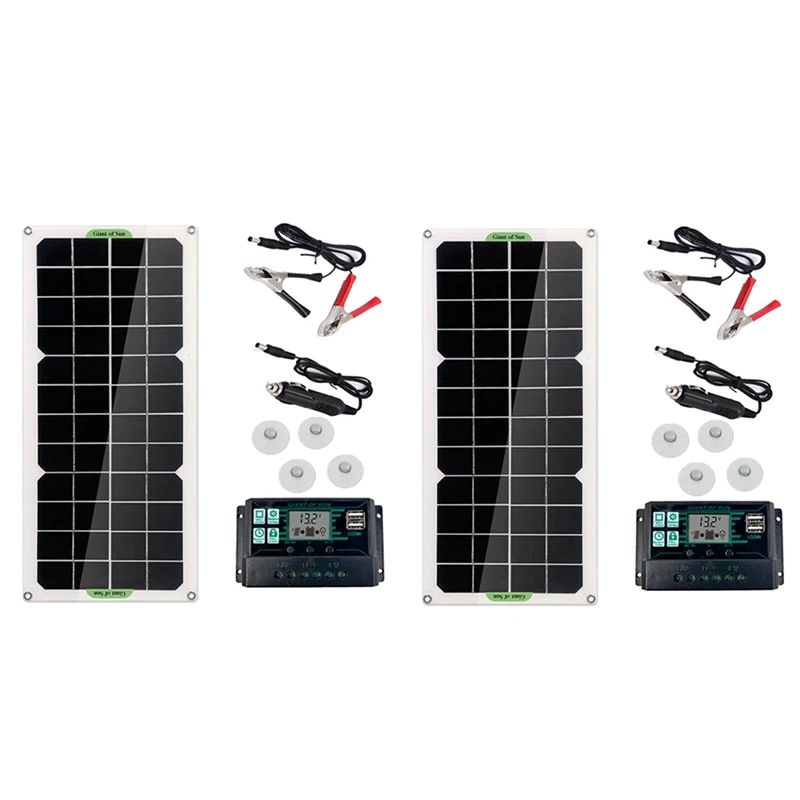 

Hot 2X 30W Solar Panel Car Van Boat Caravan Camper Trickle Portable 12V Battery Charger With 100A Controller