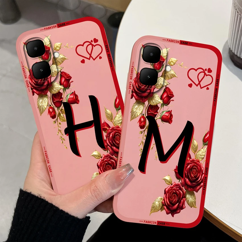 Rose Flower Letter Matte Silicone Shockproof Protective Phone Case