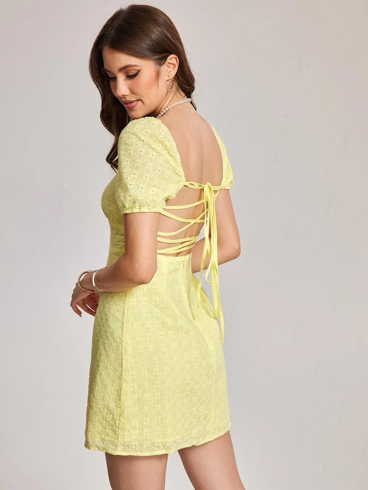 Why the ZAFUL Puff Sleeve Open Back Eyelet Jacquard Broderie Milkmaid Dress  is the Perfect Choice for a Classic White Dress