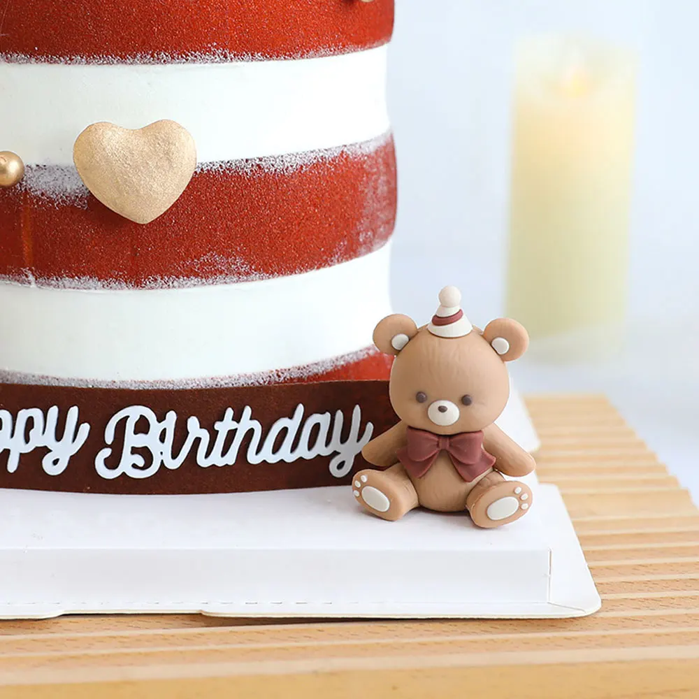 Brown Bear Cake Topper PVC Boho Cute Bear Cake Decorations for We can Bealy Wait Baby Shower Party 1st Birthday Decor Favor