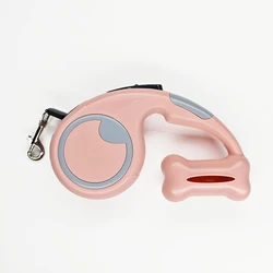 Durable Nylon Automatic Retractable Pet Leash - 5M (Pink)