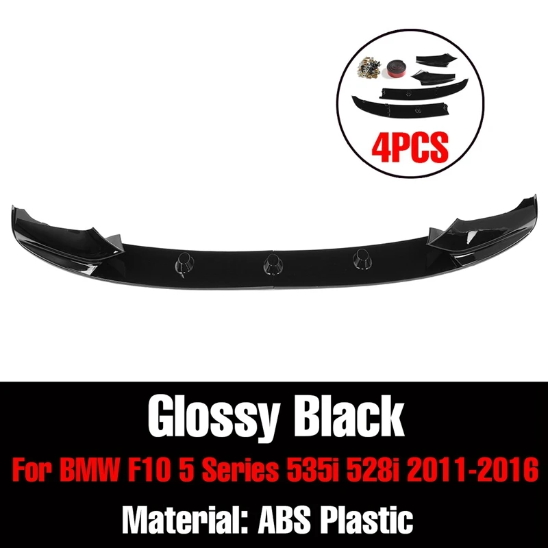 Car Front Bumper Lip Diffuser Splitters Body Kit Aprons Cover Guard Trim 4x for BMW F10 5 Series 535i 528i M Sport 2011-