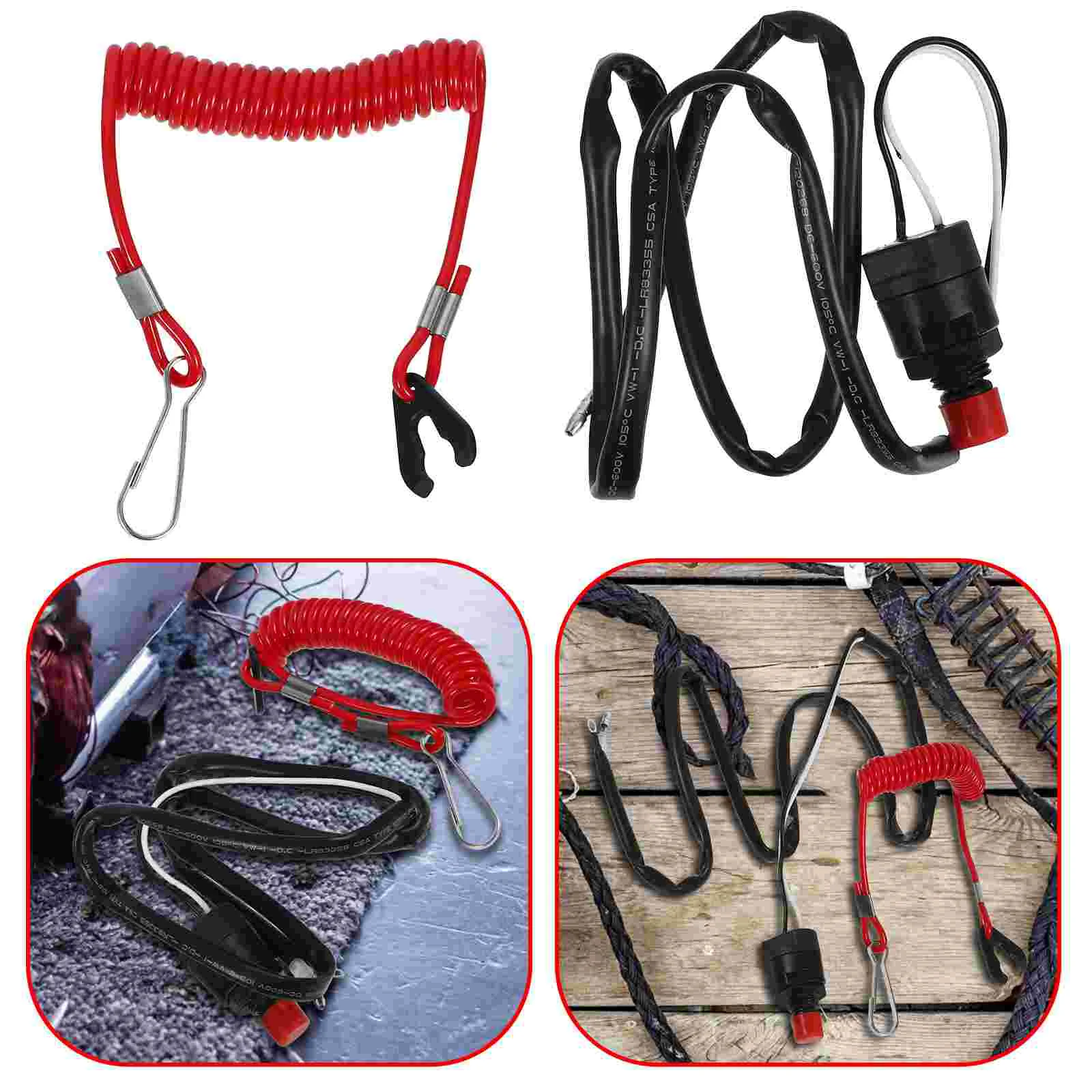 

Kill Switch Boat Motor Marine Engine Lanyard Safety Cord Ignition Button Emergency Push Start Plastic for
