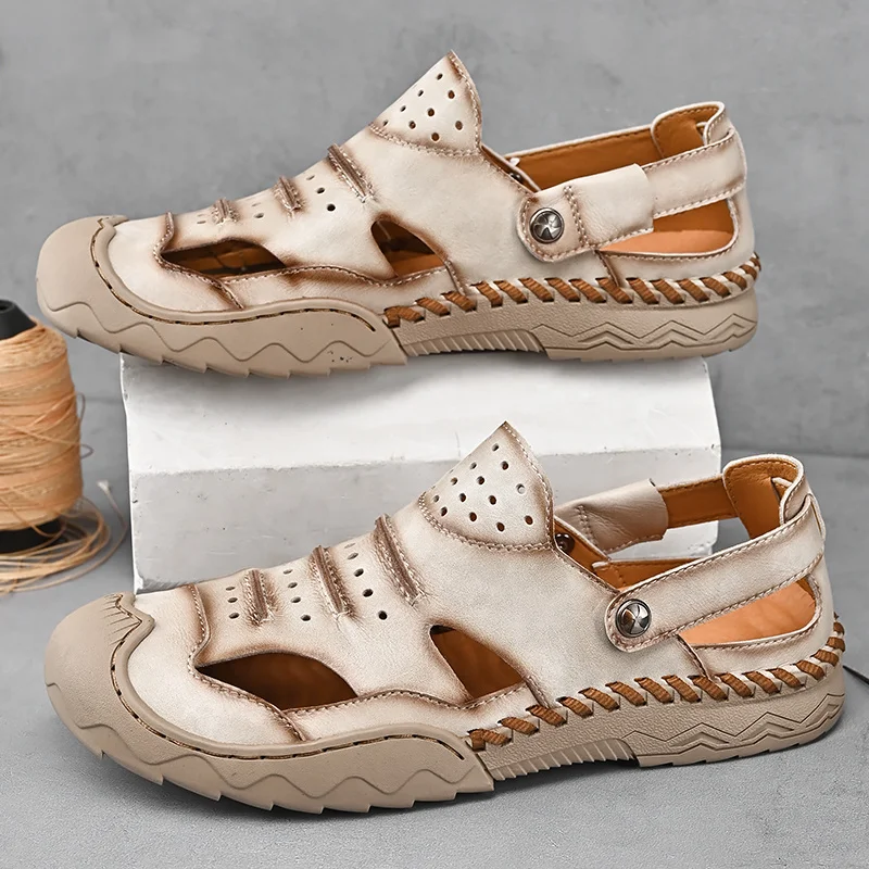 Mens Outdoor Sports Summer Shoes Low Heel Sliders Sandals Summer Men's Beach Shoes_voghion.com