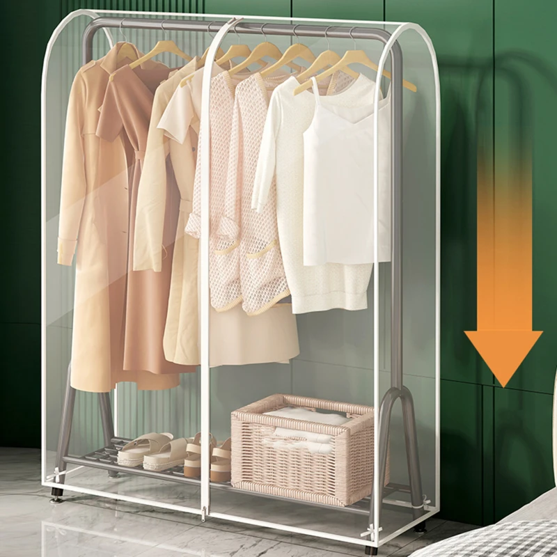 Clothes Storage Bag Floor Clothes Hanger Dust Cover Bedroom Drying Rack Translucent Coat Suit Dormitory Supplies