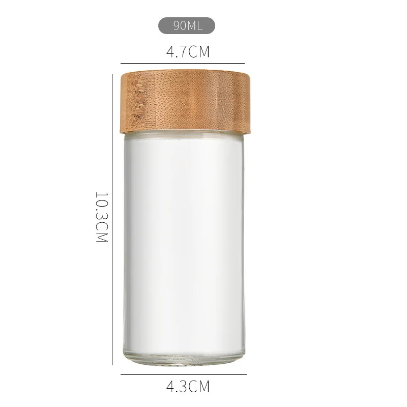 40oz square seasoning jar pepper seasoning bottle 24 sets pepper powder bottle 120ml bamboo glass jar