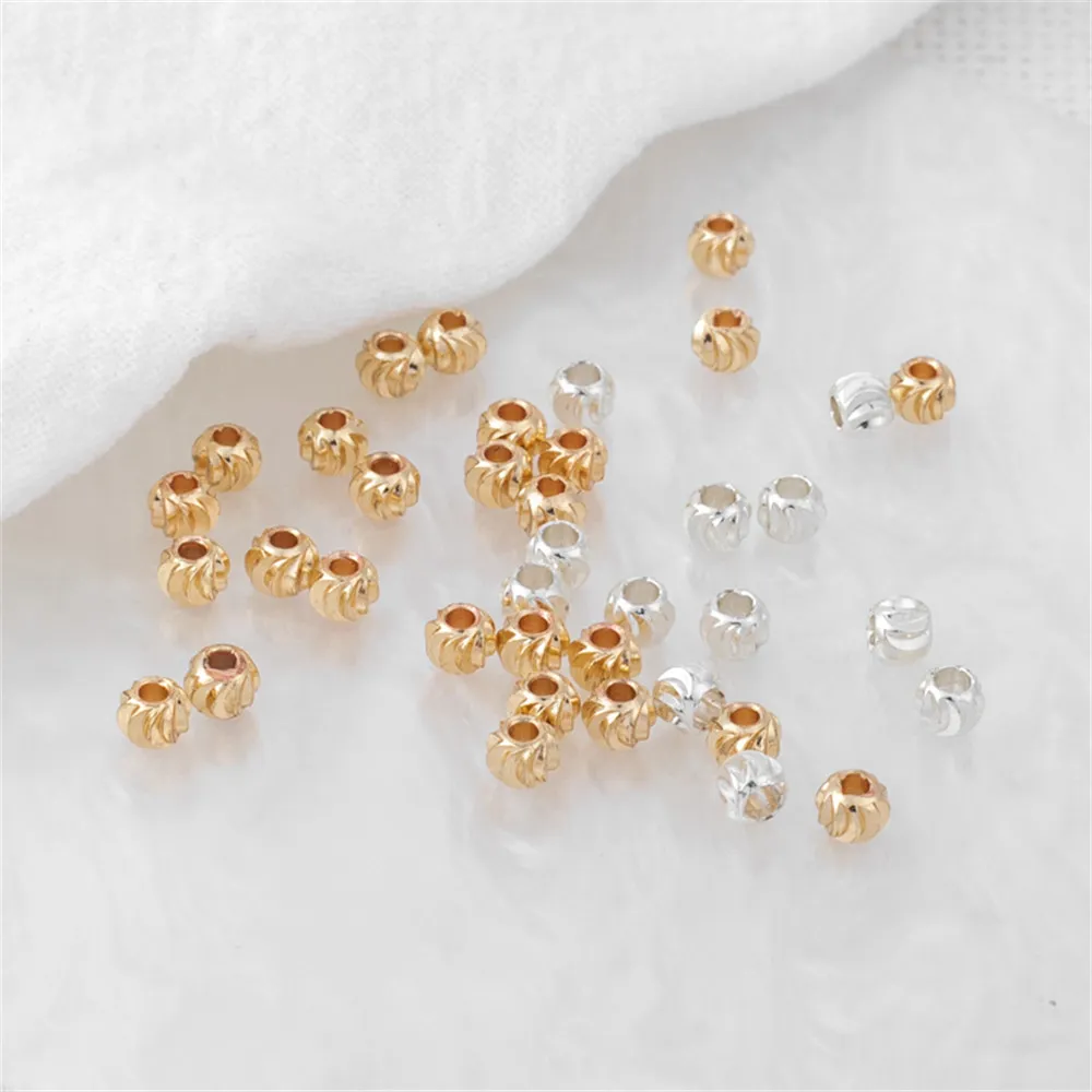 

3/4/5/6MM14K Gold Plated Copper Beads Cut Flower Beads Spacer Beads for DIY Jewelry Making Components Bracelets Accessories