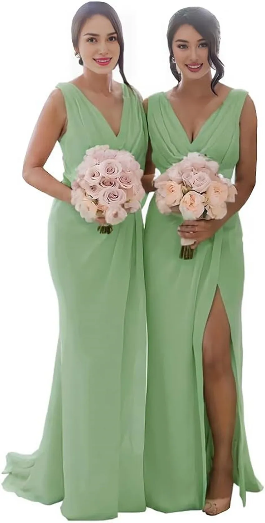 Elegant Chiffon Wedding Bridesmaid Dress V-neck Sleeveless A-line Wedding Guest Dress Formal Party Evening Dresses Customized