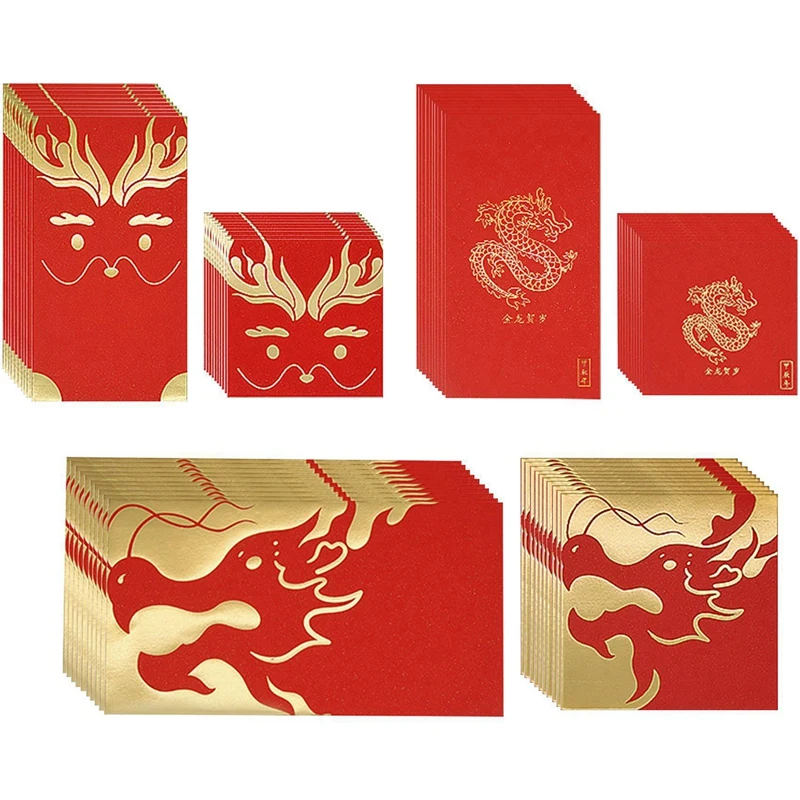 

60 Pcs Spring Festival Lucky Money Packets New Year Lucky Money Red Envelopes For Year Of The Dragon 2024