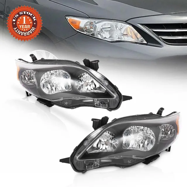 For Toyota Corolla 2011 2012 2013 S XRS Black Housing Headlights Headlamp Assembly Pair Left Right Side Car Light