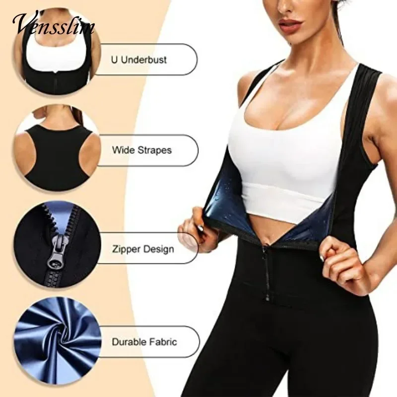 

Sweat Vest Workout Waist Trainer Women Compression Body Shaper Workout Slimming Zipper Belly Trimmer Fat Burner