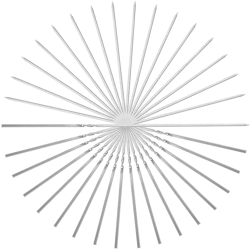 

20 Pcs BBQ Steel Skewers Fire Pit Sticks Appetizer Barbecue Fork Grilling Utensils Stainless