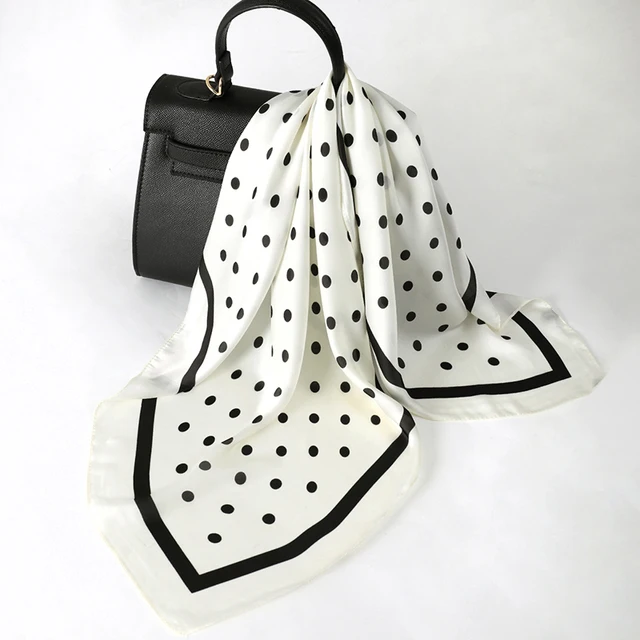 Sciarpa a pois per capelli da donna Sciarpe quadrate in seta femminile Avvolge la testa per le donne Bandana Moda Foulard Scialli Fazzoletto da collo femminile Estate 2