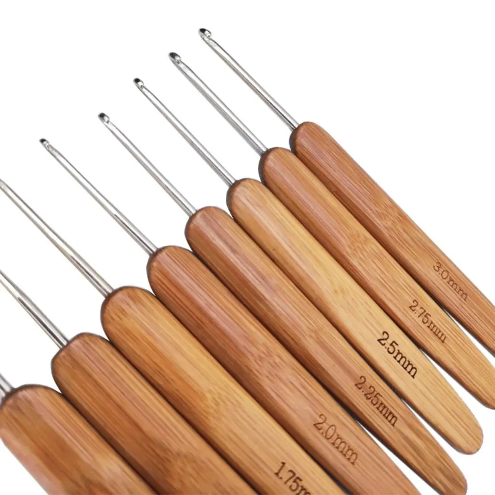 Small Size Crochet Hooks Bamboo Wooden Handle Crocheting Hooks Knitting  Needles Hand Weave Yarn Craft DIY Sewing Accessories