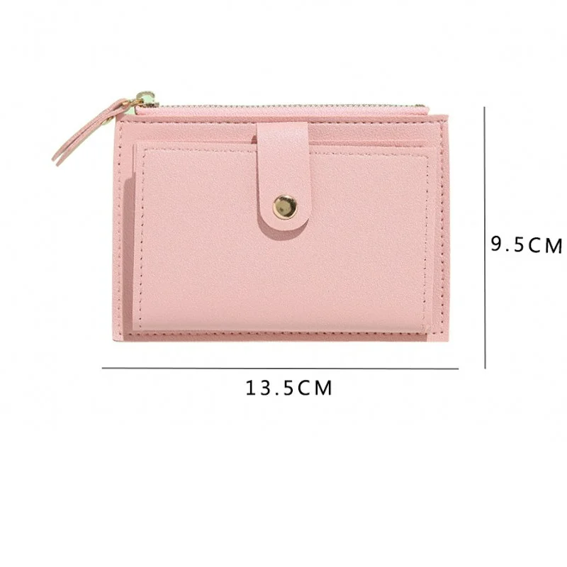 Women Wallets PU Leather Female Purse Mini Hasp Solid Multi-Cards Holder Coin Short Wallets Slim Small Wallet Zipper Hasp 6