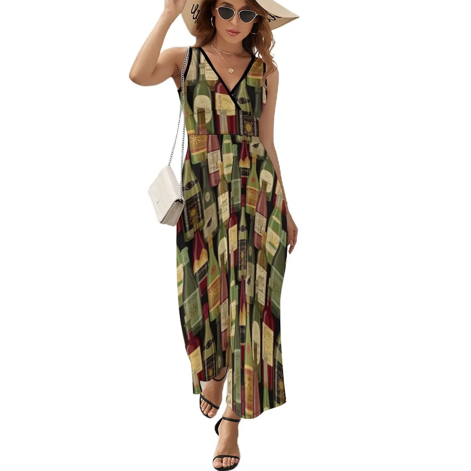 

Wine Bottles Sleeveless Dress prom dress 2023 dress for women 2023
