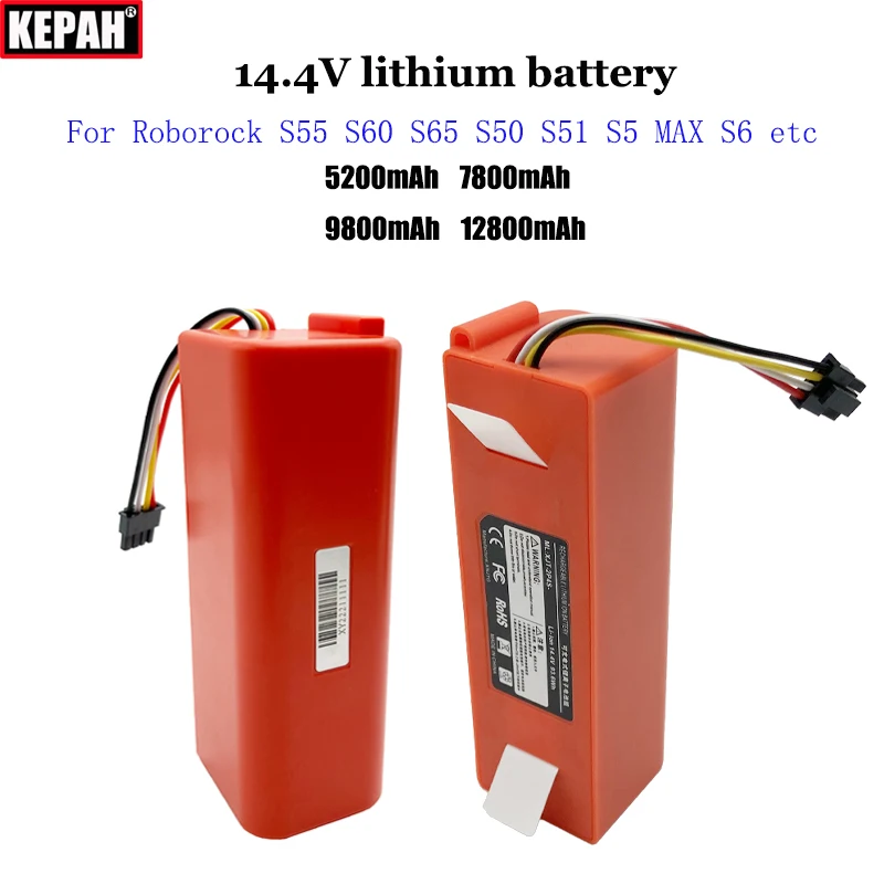 14.4V BRR-2P4S-5200S Robotic Vacuum Cleaner Replacement Battery For Xiaomi Roborock S55 S60 S65 S50 S51 S5 1S 1ST MAX S6 Parts