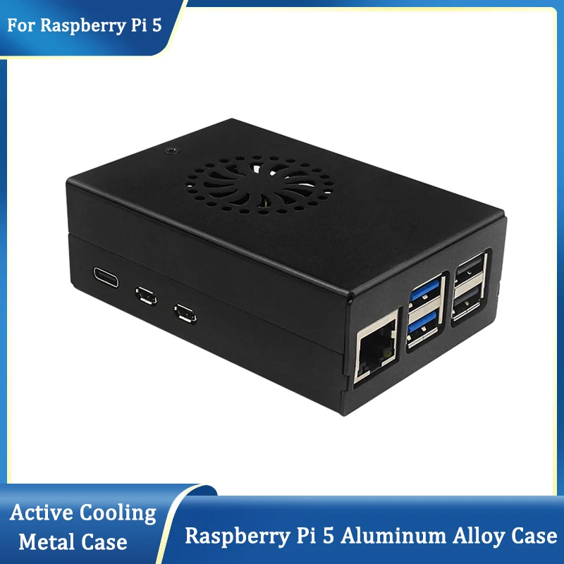 

Aluminum Alloy Case Black for Raspberry Pi 5 Enclosure Optional PWM Cooling Fan Heatsink Active Cooler For Raspberry Pi 5