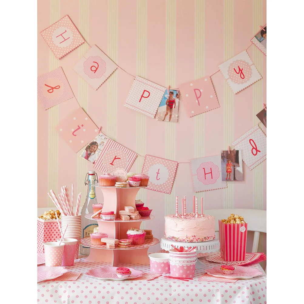 30 Pcs Striped Paper Straws Pink White Drinking Straw Banquet Supplies Party Disposable Kitchenware Home Garden Dining Bar
