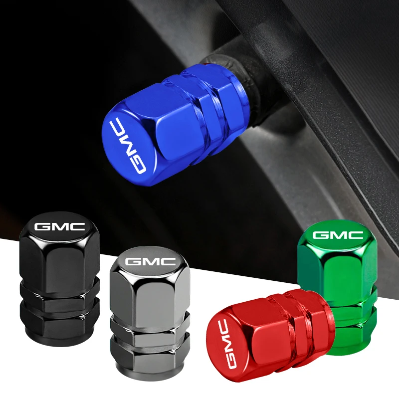 4pcs/set Car ornament Wheel Tire Valve Caps Tyre Stem Covers Accessories For GMC Terrain Sierra 1500 Yukon Acadia Savana Hummer 5
