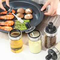Seasoning Jars Oil Brush Honey Container Food Storage  Glass  Tank Kitchen Spice Kit Bottles Pepper Spoon 2