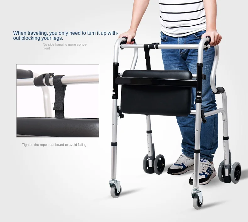 Wheel with seat elderly walker assisted walking lower limb training toilet cerebral infarction rehabilitation training equipment
