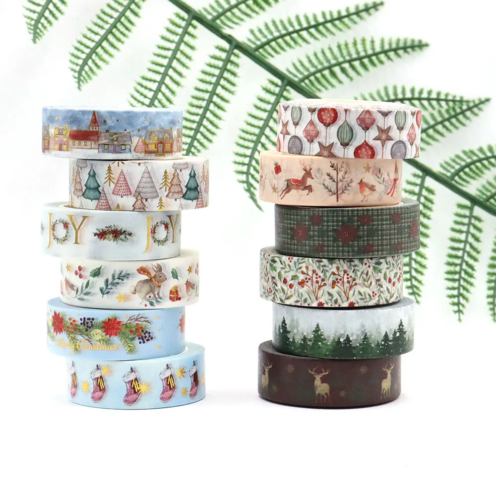 

1PC 15mm*10m Christmas Cute Doll Gifts Red Floral Decorative Washi Tape Scrapbooking Masking Tape School Office Supply