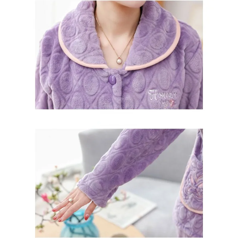 2023 New Middle Aged Elderly Women Flannel Pajamas Autumn Winter Thickened Loungewear Coral Velvet Thermal Warm Sleepwear Set
