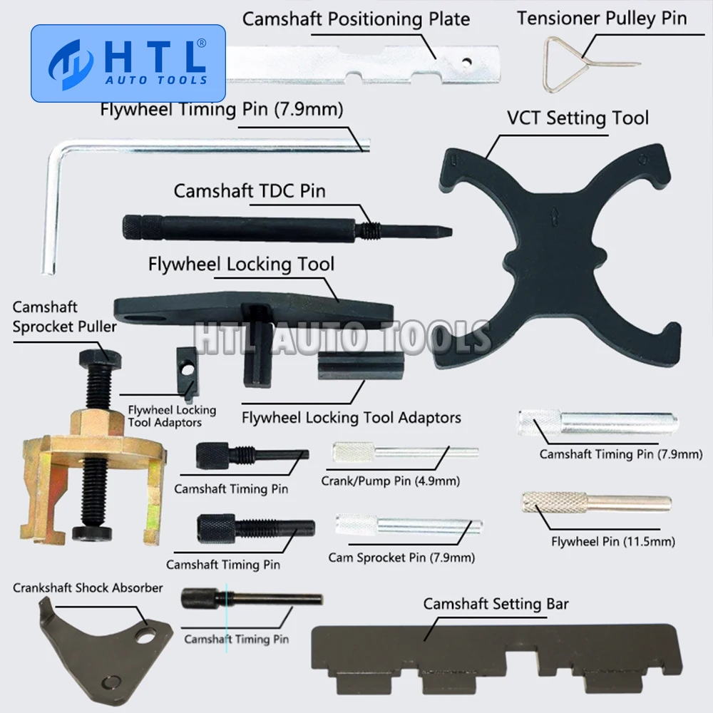 Juego de herramientas para motor de vehículo, maletín con accesorios profesionales de cadencia para Ford 1.4, 1.6, 1.8, 2.0, Di/TDCi/TDDi y Mazda