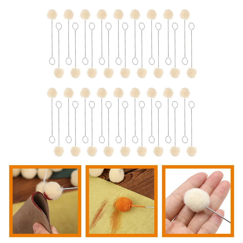 

100 Pcs Craft Wool Daubers Crafts Long Handle Applicator Dye Tool Metal Iron Home Balls Brush