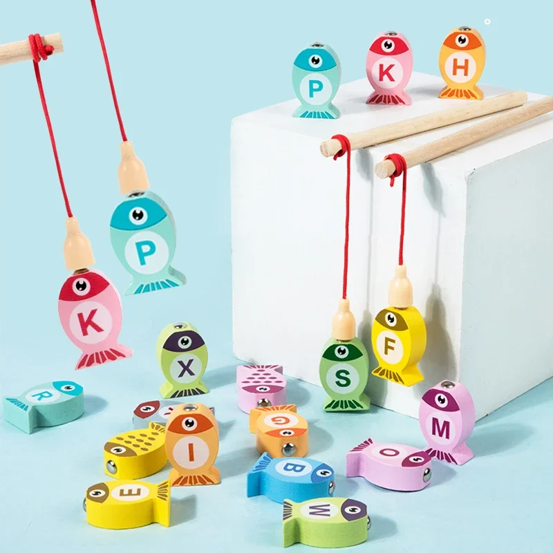 Kids Wooden Fishing Game Toy Gifts Early Education Alphabet Numeric Cognitive Toys Children Interactive Games Toys for Gifts - 5