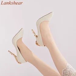 Pointed Toe Pearl Women Pumps Twine Solid Shallow Fashion Sexy Party Cover Heel Slip On Spring  Women Shoes 2024 New Arrivals