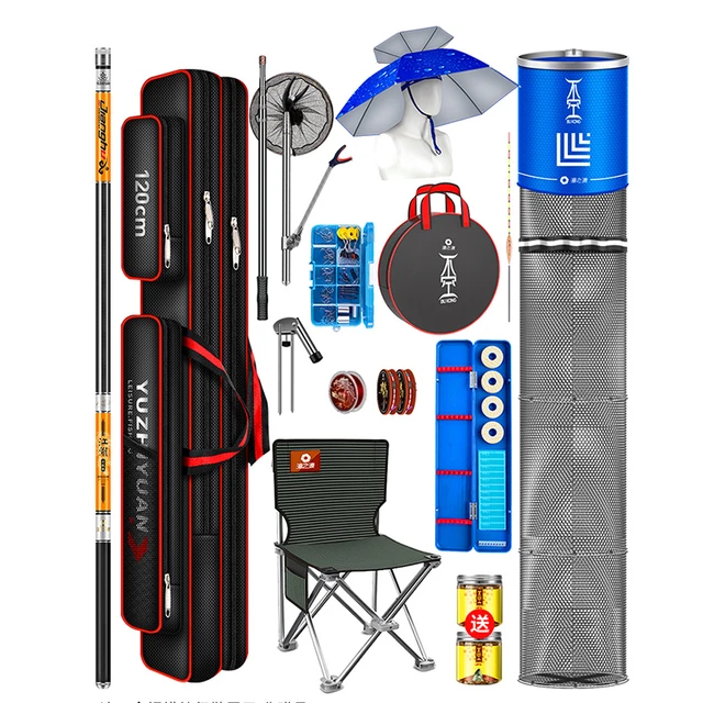 Kit completo de Material de pesca profesional, cañas de pescar profesionales,  portátiles, telescópicas, Olta, Takimlari, suministros de pesca - AliExpress