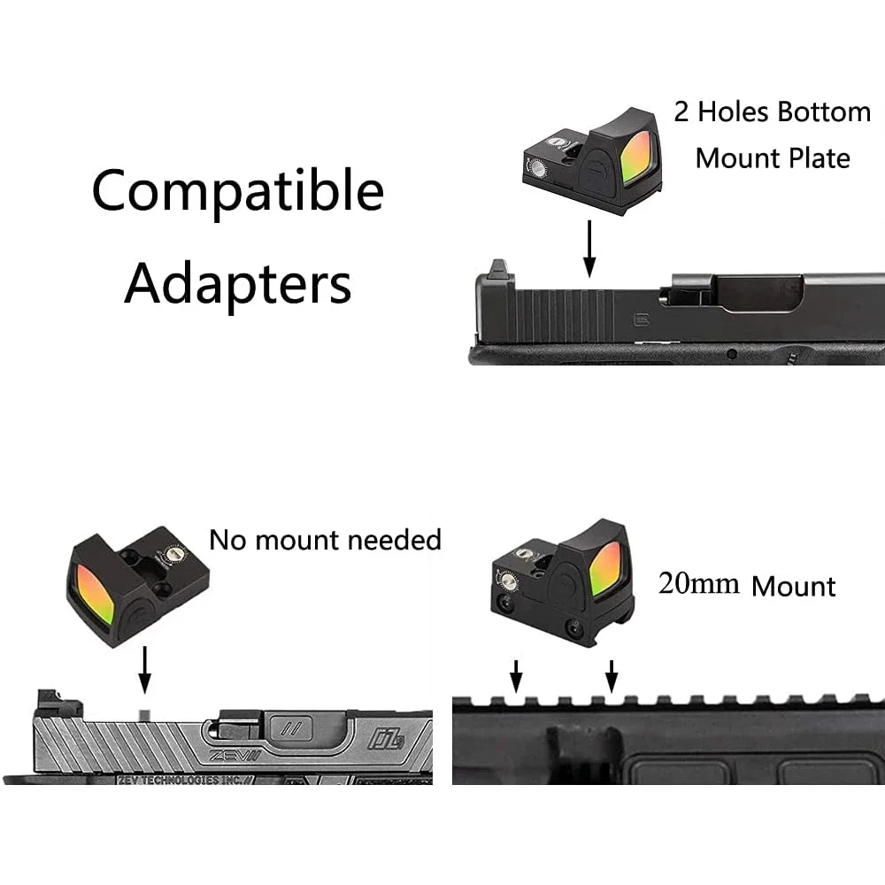 Mini RMR Red Dot Sight Collimator Holographic Reflex Sights Glock Pistol Rifle Scope Fit 20mm Weaver Rail For Airsoft Hunting holographic collimator red dot sight rifle scope