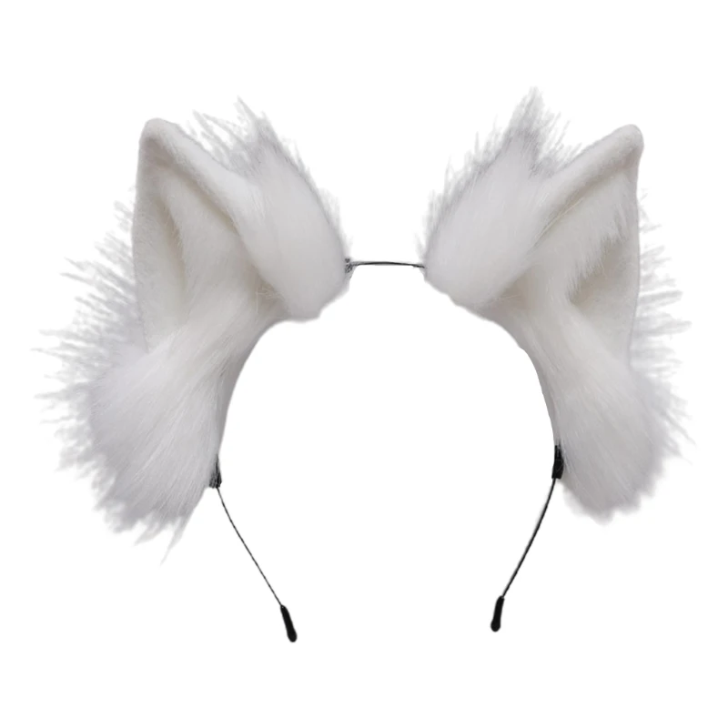 para orelhas de pele sintética de gato tiara cor sólida de pelúcia fofa cosplay aro de cabelo de animal 449B