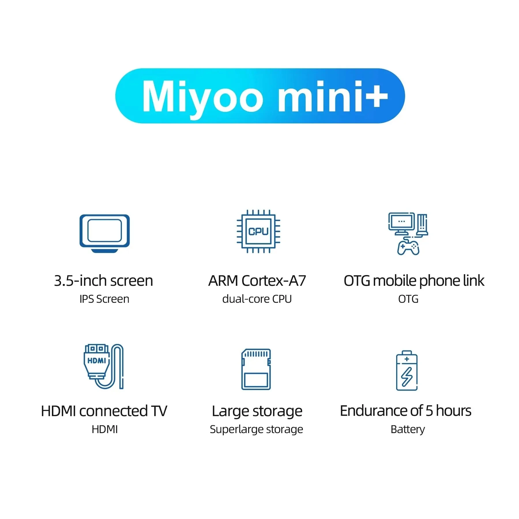 Miyoo Mini Plus Console di gioco portatile, schermo IPS 3.5x640 da 480 pollici, supporto per scheda TF esterna, batteria da 3000mAh
