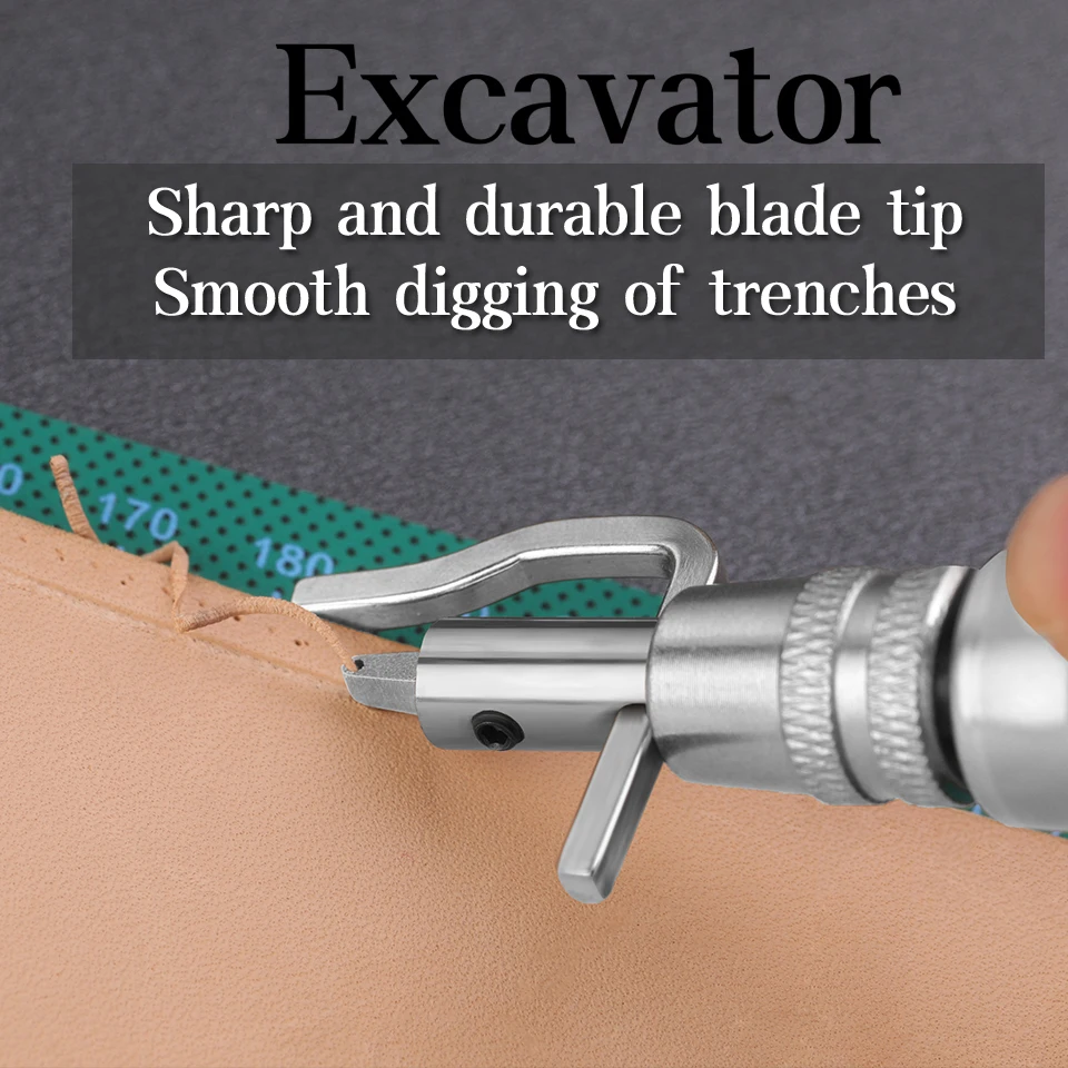 MIUSIE 7 In 1 Multifunctional Adjustable Leather Groover Stitching and Groover Edger Tool Leather Craft Shovel Device
