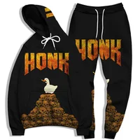Autumn Animals Duck 3D Printed Hoodie Suit Men Sweatshirts Sweatpants Casual Fashion Two Piece Tracksuit Set Men's Clothing 2