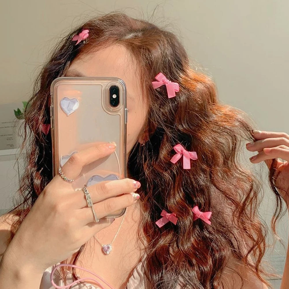 

10pcs Mini Bowknot Hair Clips Ribbon Hairpin Women Girls Cute Bow Hair Clip Bobby Pin Barrettes Headwear Accessories Bang Clips