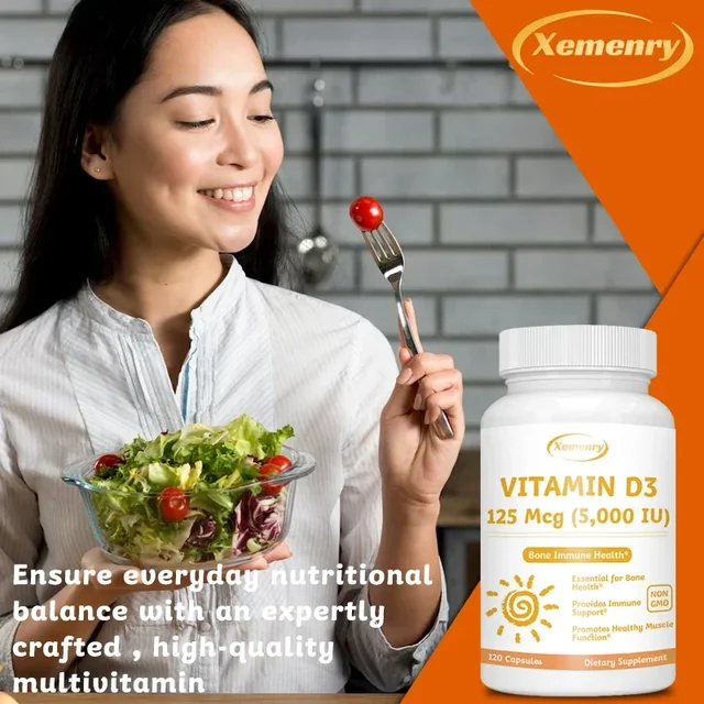 Vitamin D3 Capsules - Promote Calcium Absorption, Promote Bone Teeth and Skin, Nerve, Heart Health, Support Immunity 5