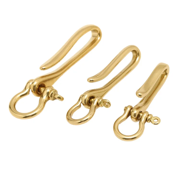 1 Stück Messing Schlüssel bund abnehmbarer Anhänger Clip Gürtel u Haken Retro Schlüssel ring Brieftasche Ketten verschluss mit Schäkel Angelhaken – Detail 5