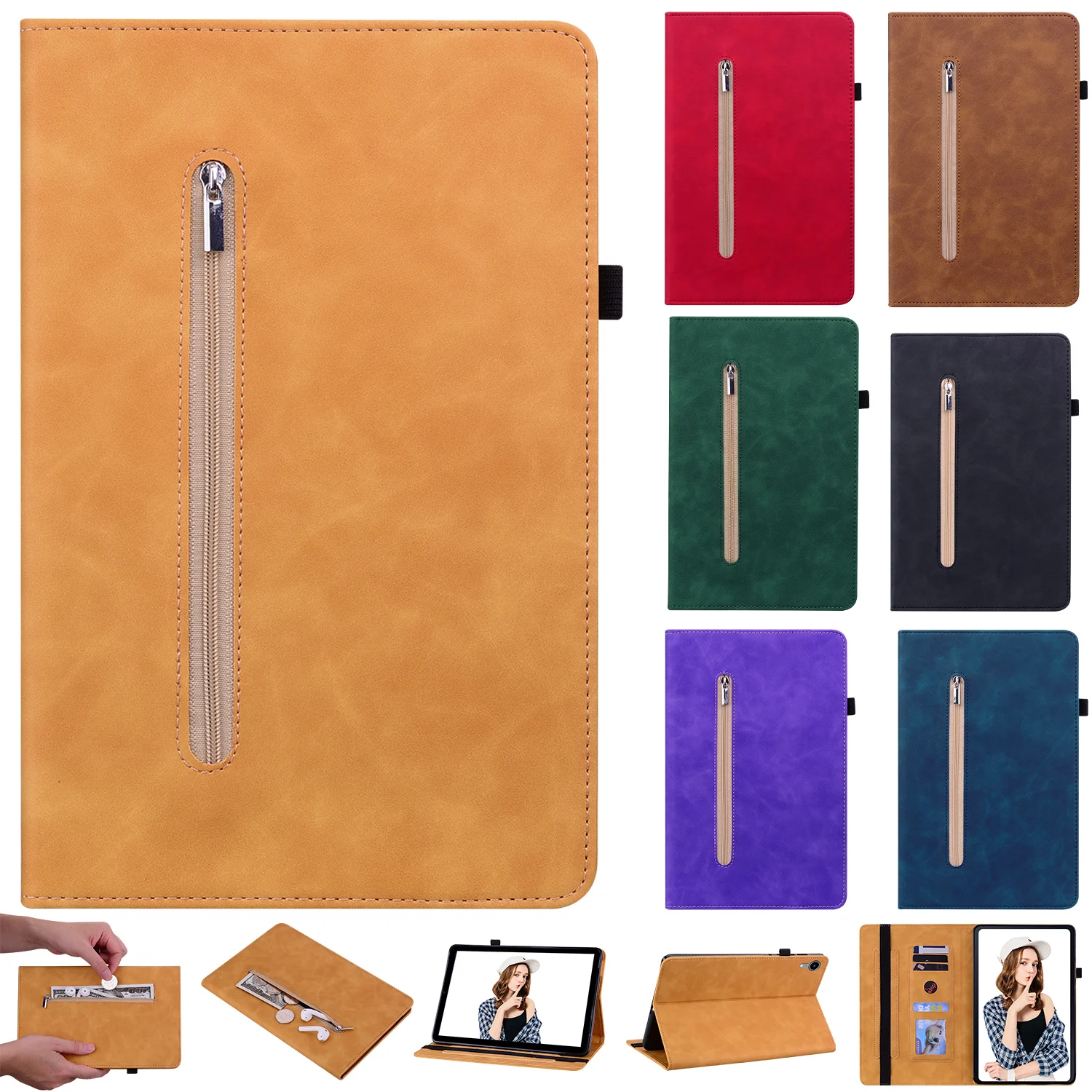 

Чехол для Xiaomi Redmi Pad 10,61 дюймов Mi Pad 5 Pad 5 pro Pad 5 Pro 12,4 дюймов, модный кожаный чехол для планшета Cremallera с откидной крышкой и подставкой