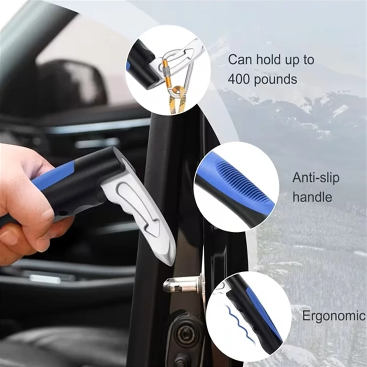 Car Interior Door Handle 2 in 1 Multifunction Vehicle Support Handles Window Breaker Pregnant