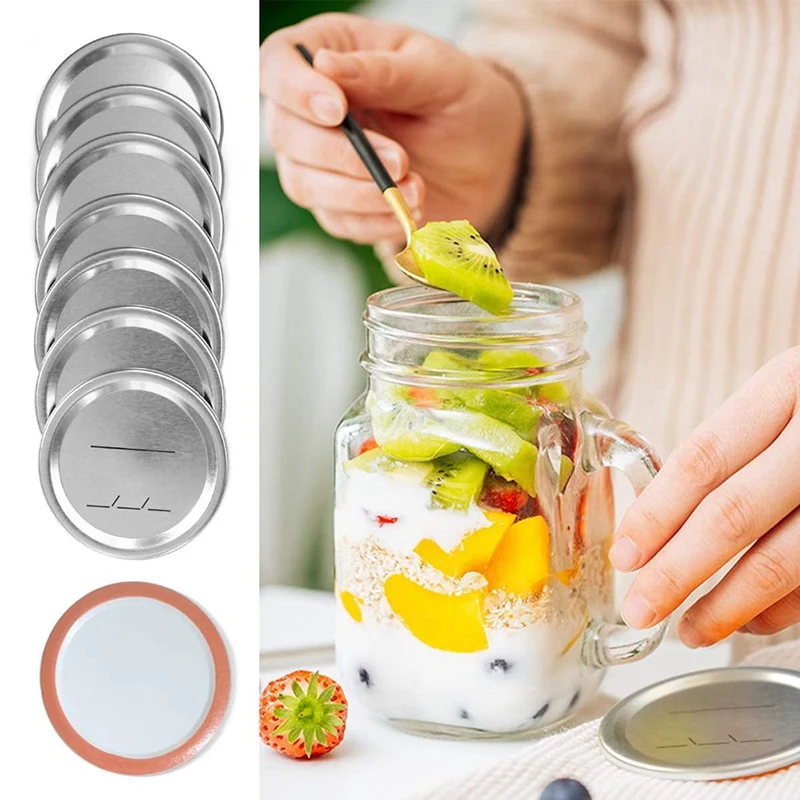 Canning Lids Regular Mouth For Ball/Kerr Jars Split-Type Metal Jar Lids Silicone Seals Silver