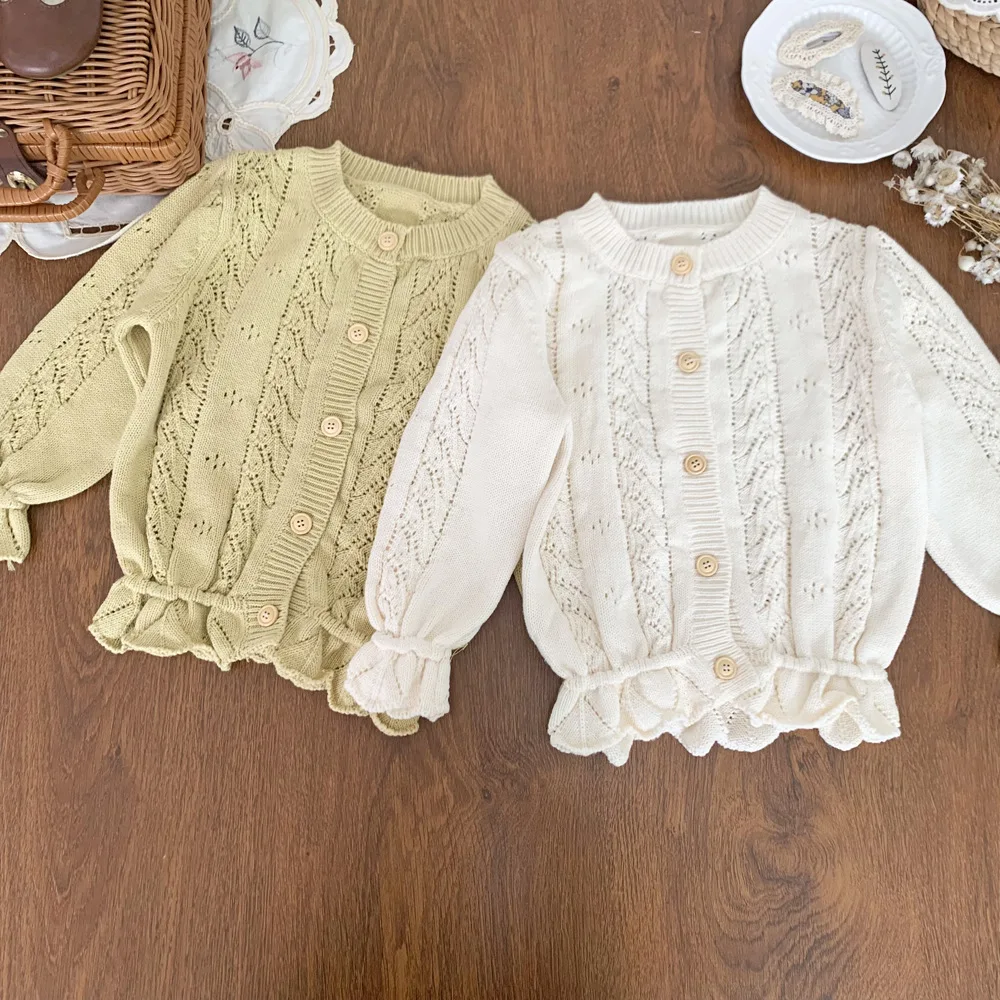 

Hollow Out Knit Children Sweaters Autumn Winter Girl Boy Cardigan Coat Flare Long Sleeve Toddler Outwear 1-7Years Baby Clothes